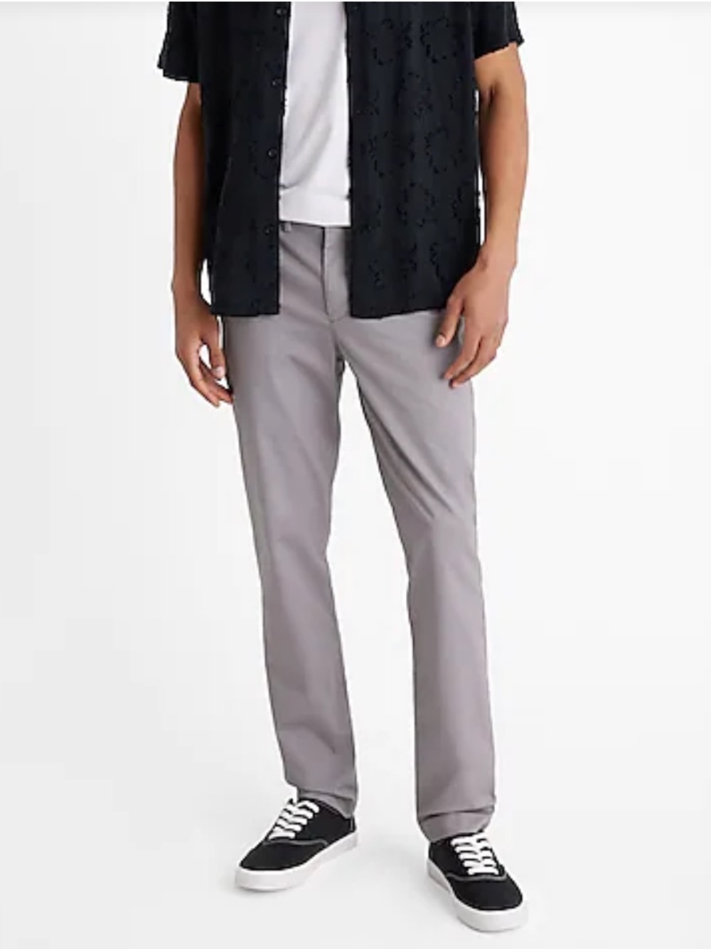 New Express Men's slim fit hyper stretch chino Gray Straight-Leg Pants 33x28